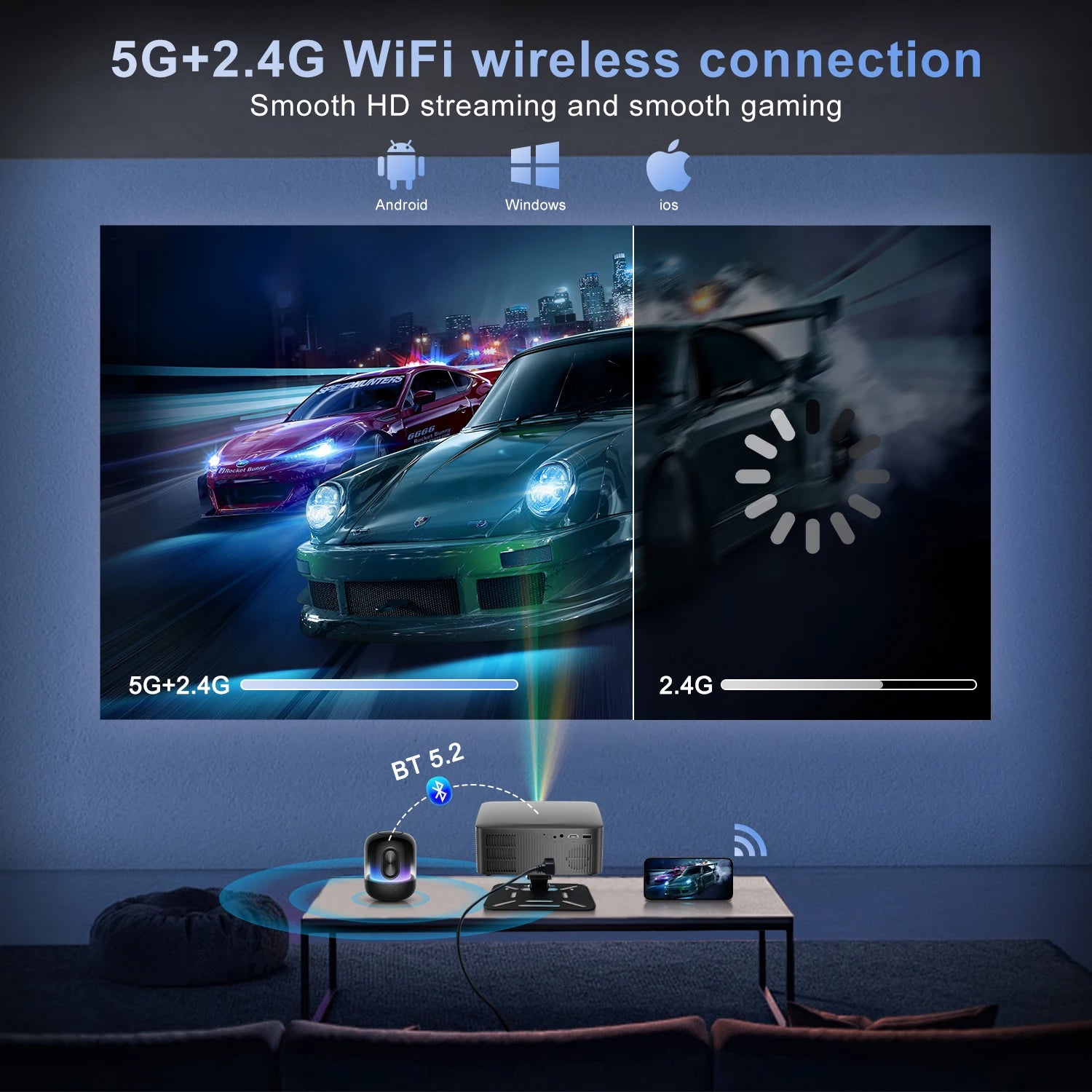 Salange P60Pro Portable Projector 8K Android 14.0