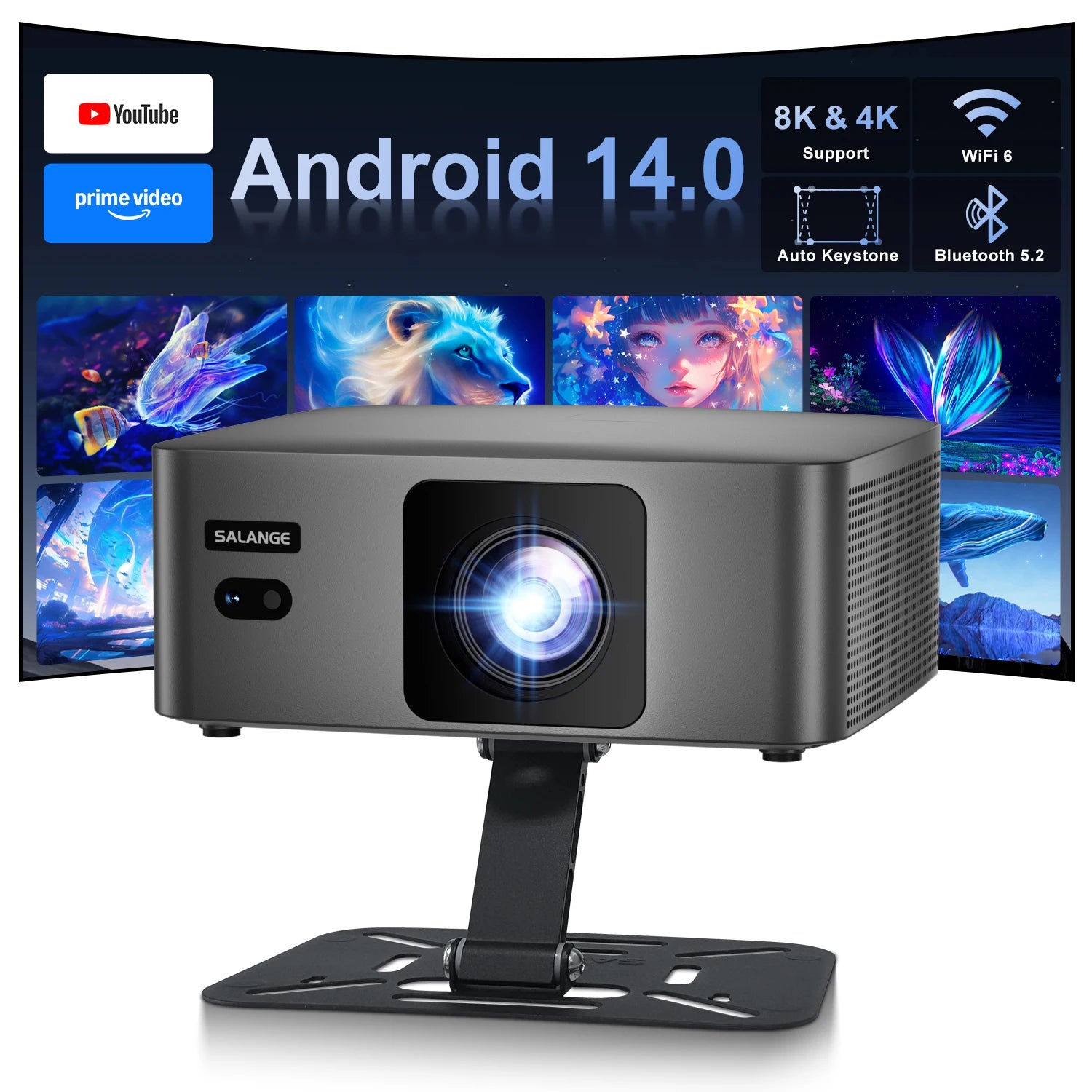 Salange P60Pro Portable Projector 8K Android 14.0
