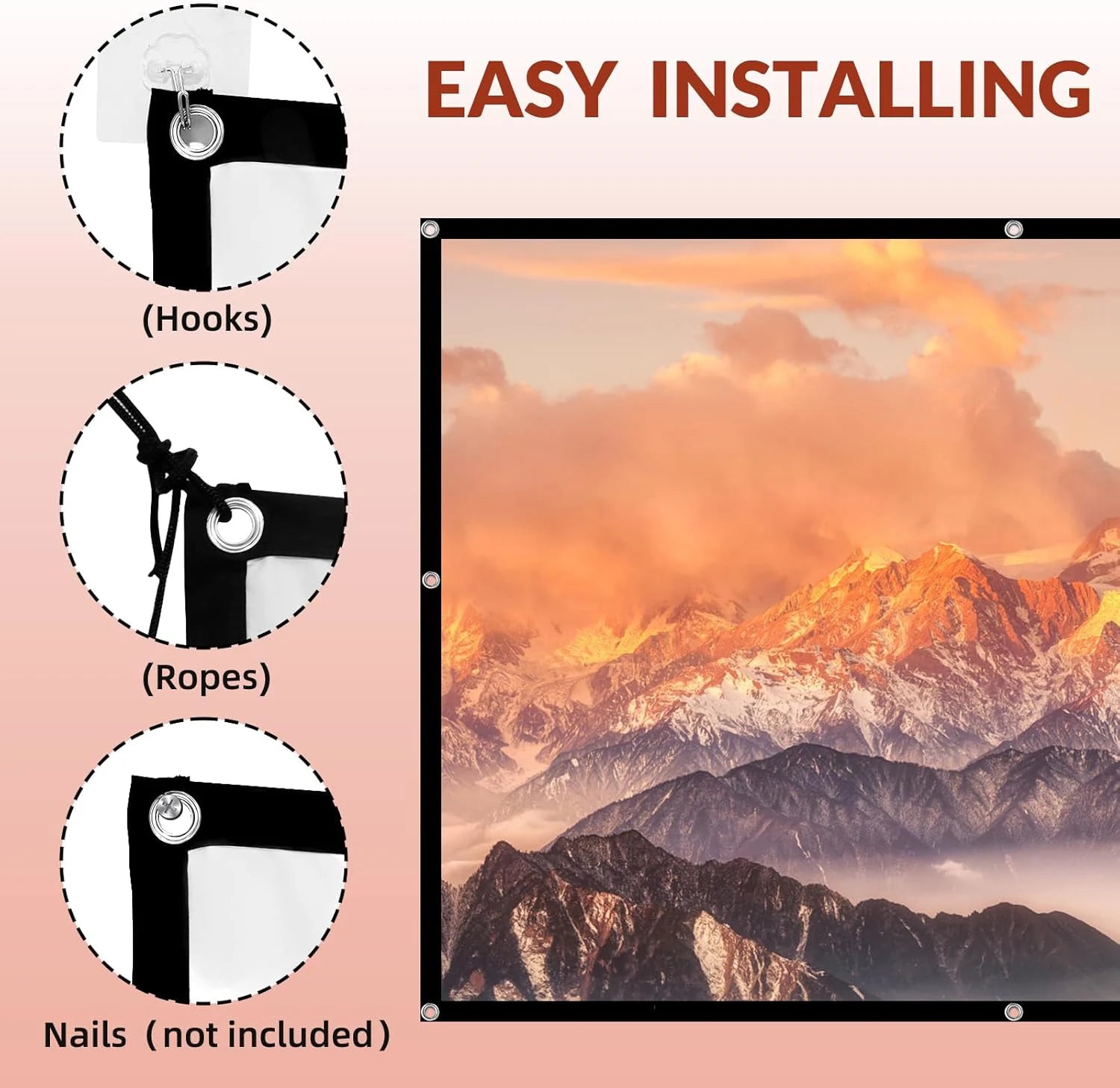 72-100-120 Inch 4k projector screen.