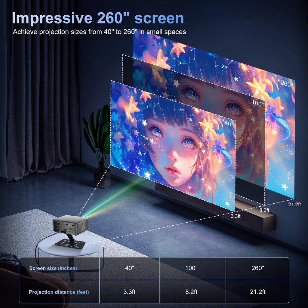 Salange P60Pro Portable Projector 8K Android 14.0